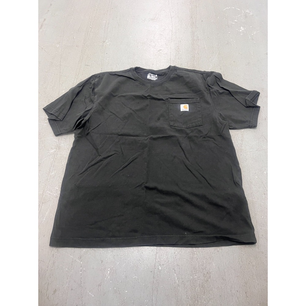 Carhartt T-Shirt Mens Large Black Loose Fit Chest‎ Pocket Short Sleeve Workwear
